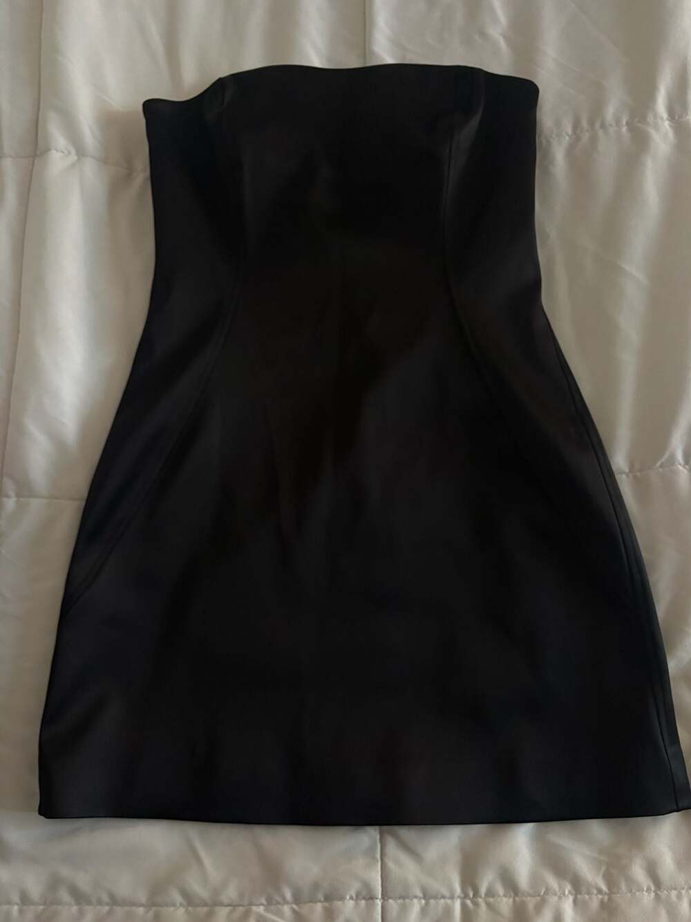 Wilfred Black Satin Strapless Mini Dress